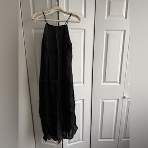 Massimo Dutti Black Linen Maxi Dress
